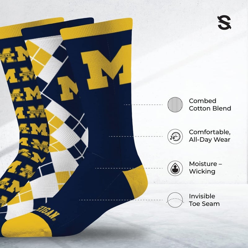 Strideline Store Mens NCAA Dress Socks- The Executive 3 Pack-One Size Fits Most - Image 2